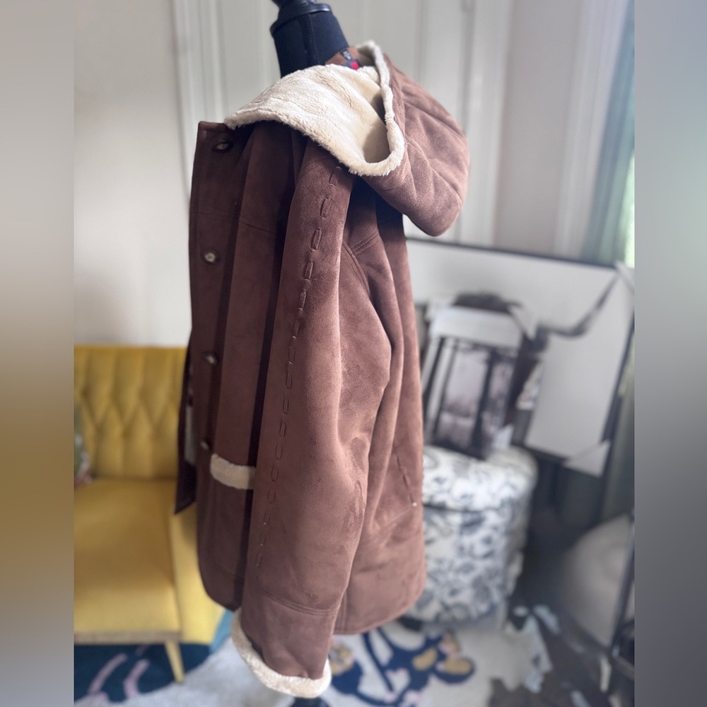 Gallery Brown Hooded Jacket with Cream Lining - Picture 3 of 4
